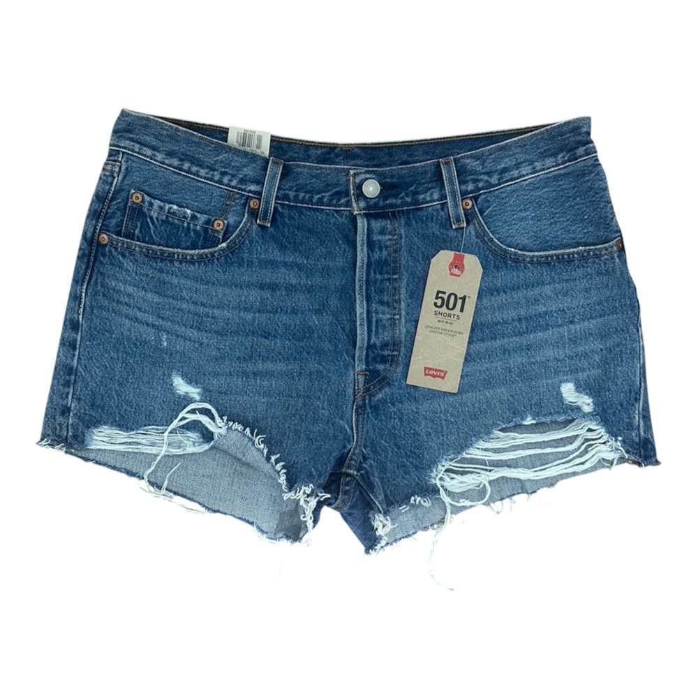 Levi’s 501 Midrise Blue Denim Cutoff Distressed Shorts NWT